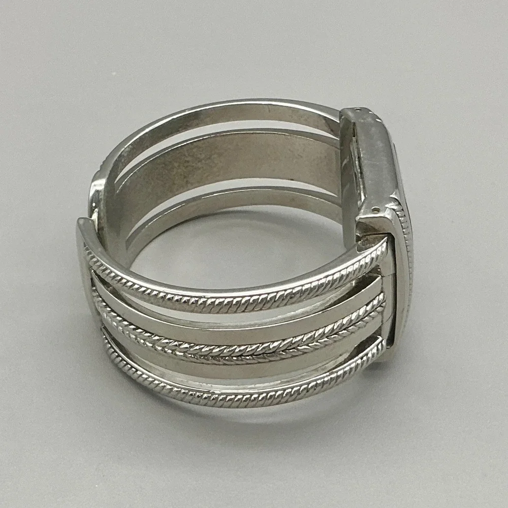 Premier Designs Watch Women's Silver Tone Cuff Bracelet Quartz 7